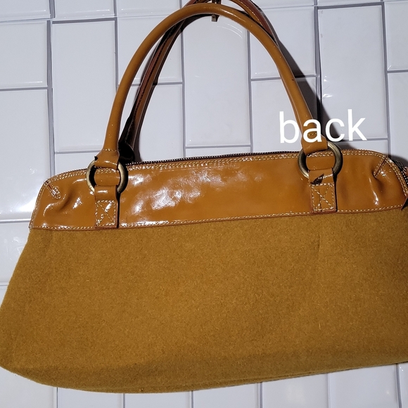 SOFIA C. Made in Italy  Leather Wool Satchel Purse Medium Size - Picture 6 of 10